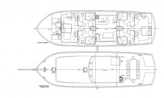 Marmaris kiralık gulet E Nil, tekne planı.